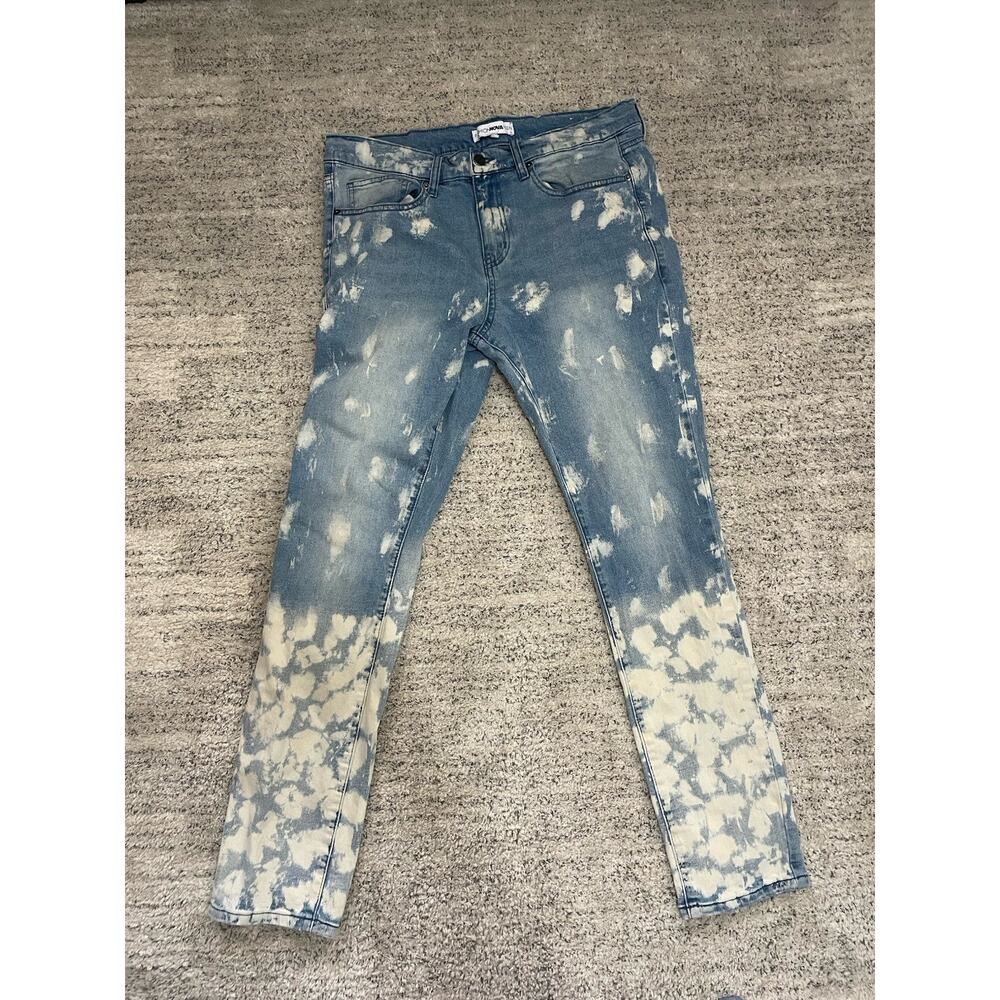 Fashion Nova Men Distressed Light Blue Jeans Size 34 Stretch Denim